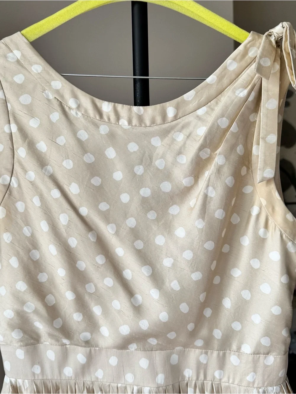 Rare Kate Spade „Melody“ Silk Polka Dot Fit & Flare Midi Dress Champagne/Gold